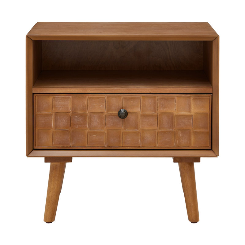 Table de chevet 21,89 po Mid-Century, Chêne