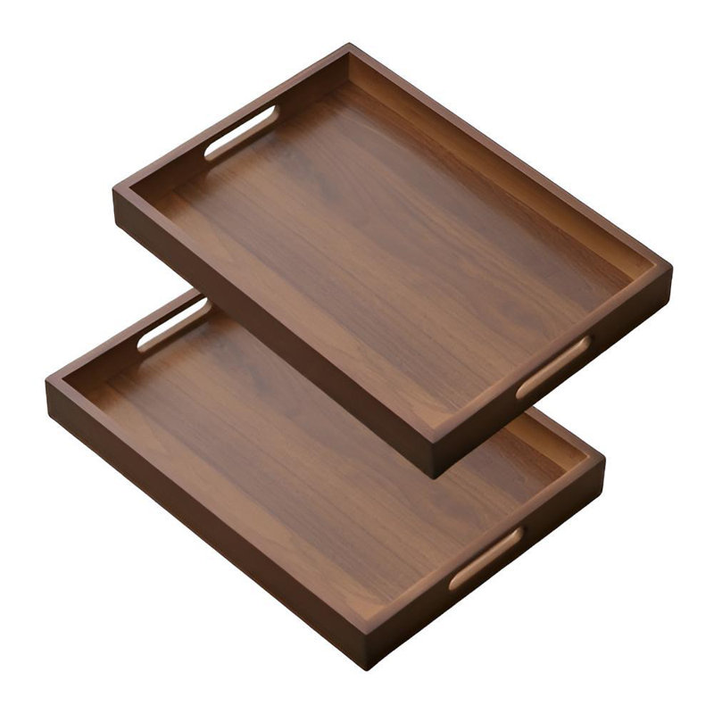 Paquet de 2 plateaux rectangulaires pour infusion de thé - plateau de service en bambou pour le pain, les collations et une assiette de service minimaliste