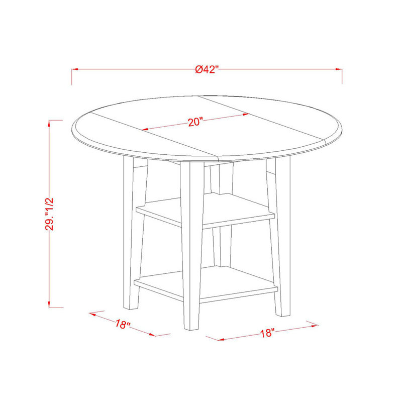 5 Piece Dining Room Furniture Set Includes a Round Dinner Table with Dropleaf & Shelves and 4 Baby Blue Linen Fabric Parson Chairs, Linen White