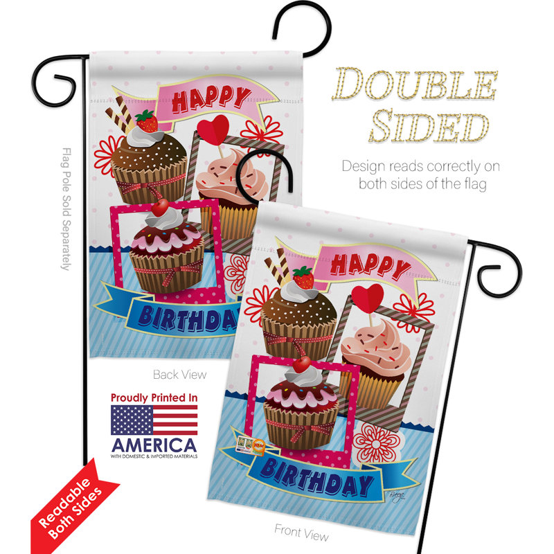 Polyester 18,5 x 13 po anniversaire petits gâteaux 2 côtés ensemble de drapeau, Polyester / mélange de polyester