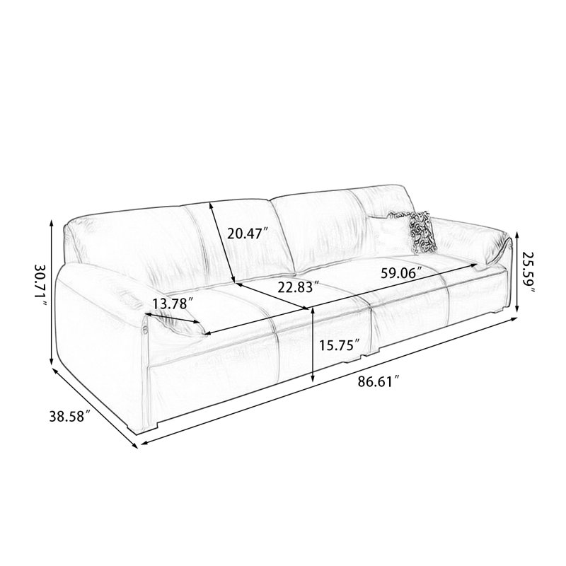 Causeuse-coussin modulaire en cuir véritable brun