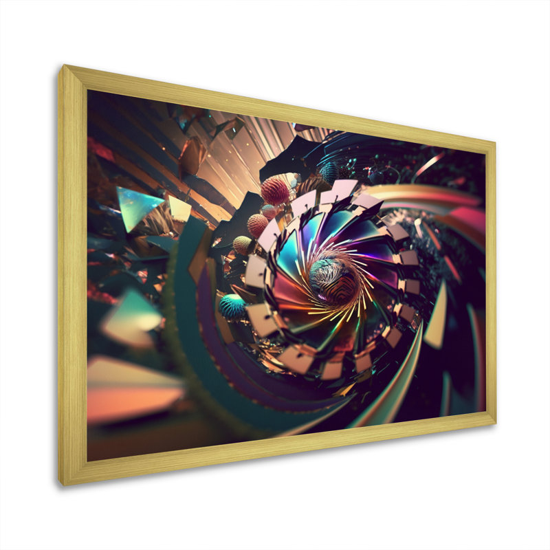 «Spiral Illusion Of Time Futuristic Abstract I», reproduction sur toile, Cadre doré à une seule photo