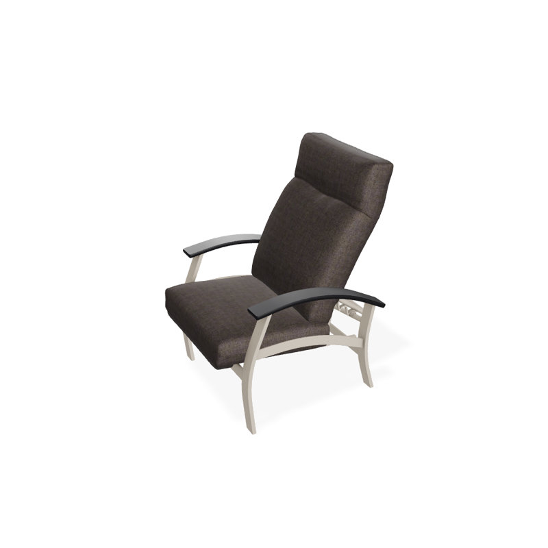 Chaise de patio inclinable avec coussins Askar, Azur, Blanc brillant, Noir P70