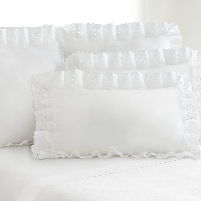 Ruffled Throw Pillow, White