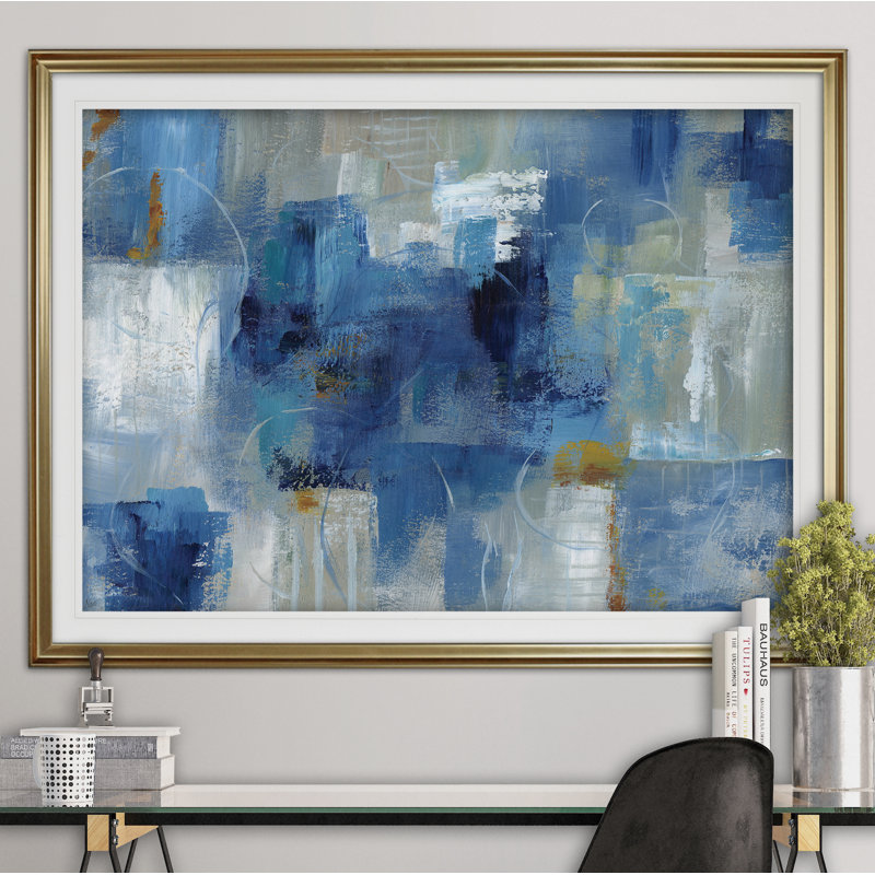 «Blue Morning» - reproduction de cadre photo sur papier, Or, H 30 po x l 40 po x P 1,5 po