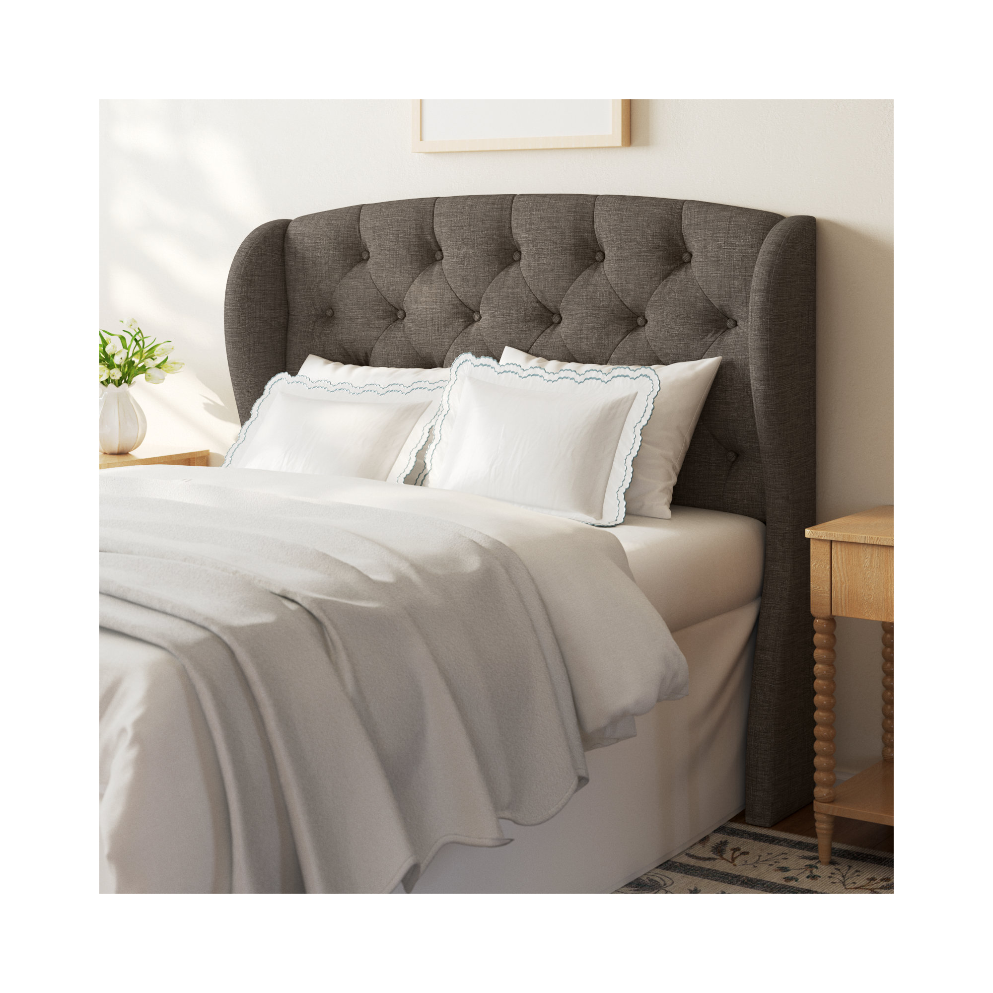Sornson Upholstered Headboard, Grey, Queen/Full