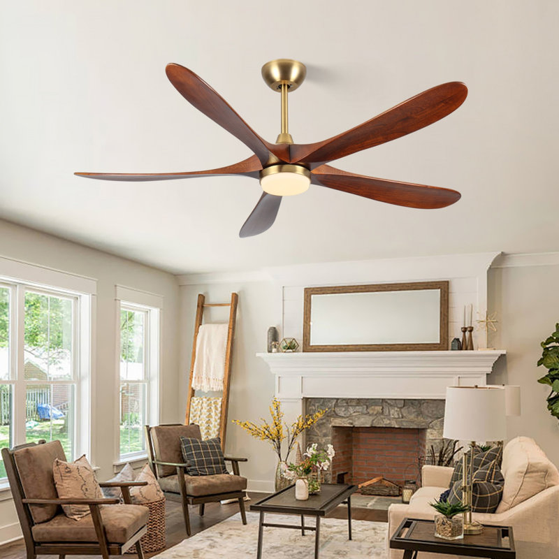Ventilateur de plafond DEL standard à 5 pales, lumière DEL à intensité variable