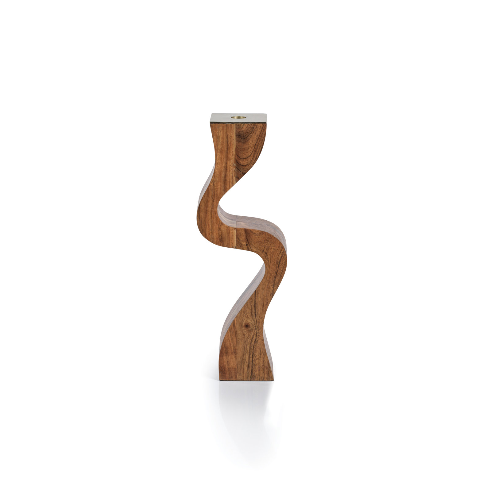 Acacia Wood Tabletop Candlestick, 15" H x 3.25" W x 3.25" D