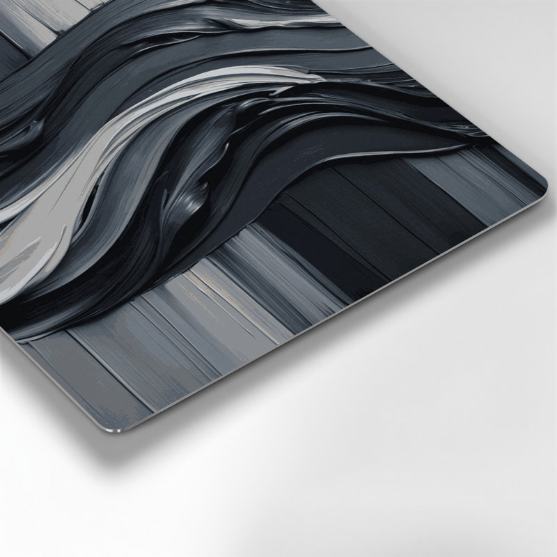 Art mural horizontal en métal rayé horizontal gris foncé, H 12 po x l 12 po
