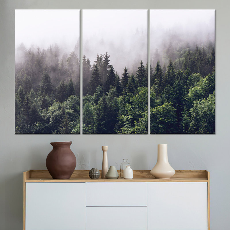 «Misty Forest», reproduction d'art sur toile, paysage naturel, toile tendue 3P, 23,6 po H x 47,2 po l