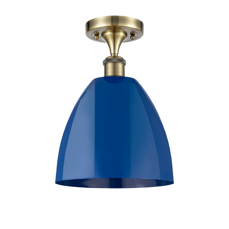 Plafonnier semi-encastré Crompond, Laiton antique, Bleu
