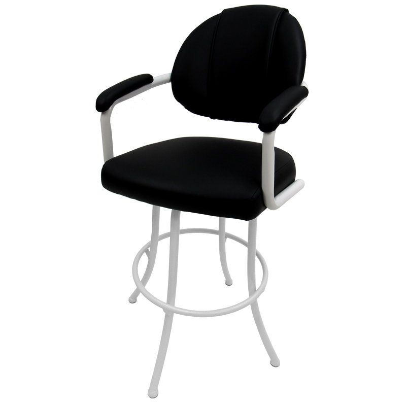 Très grand tabouret pivotant rembourré Vickky, Noir, Blanc, Tabouret de bar (siège d'une hauteur de 30 po)