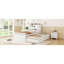 Lit plateforme moderne avec rangement en bois, lit simple blanc avec DEL, idéal pour un usage familial