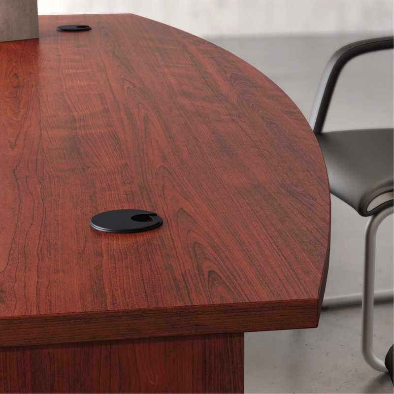 72" x 84" Bowfront Executive L-Desk Combo, Red finish