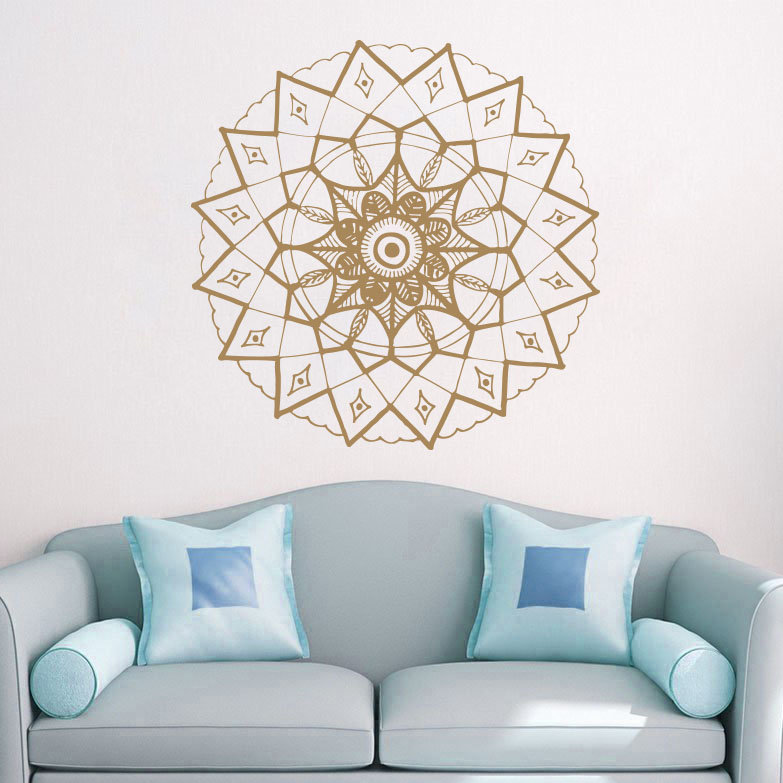 Adhésif décoratif mandala yoga, H 20 po x l 22 po, Light Brown