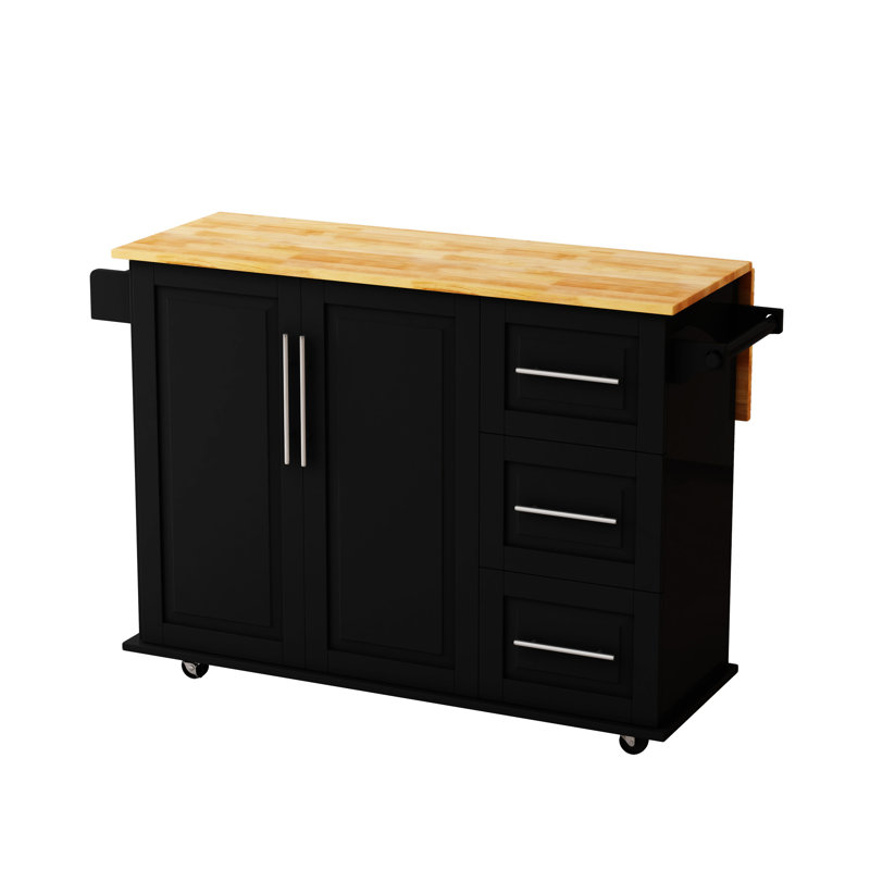 Kitchen Island Cart On Wheels With 2 Doors & 3 Drawers Adjustable Shelves Towel / Spice Rack For Home Kitchen, Dinning Room