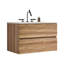 Meuble-lavabo flottant 30 po en chêne brut, lavabo à 3 trous, tiroirs doubles, 20% plus de rangement, coulisses silencieuses, meuble-lavabo mural 45 po