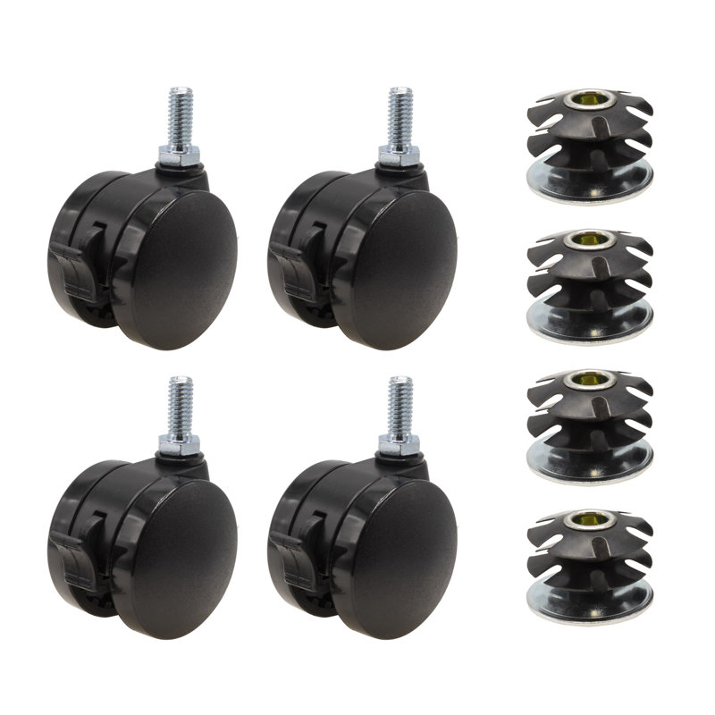 2 in. Black Furniture Swivel Brake Caster for 1-1/2 in. Round