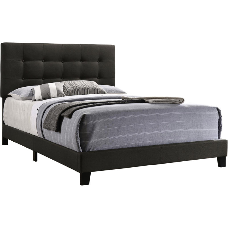 Chambre à coucher lit double gris anthracite moderne et confortable, Lit double