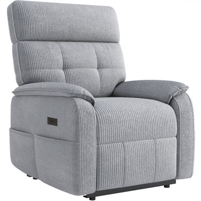 Modern Zero Gravity Power Lift Recliner Chair with USB Charger & Storage Pockets,  Grey/Off-White