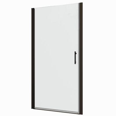Universal Pivot Shower Door, Matted Black - 1/4" Tempered Clear Glass, 1 3/8" Adjustable, 36000 Times Function Test, Leakage, Simple Install Door In Open And Close Tests, Leak, Installation