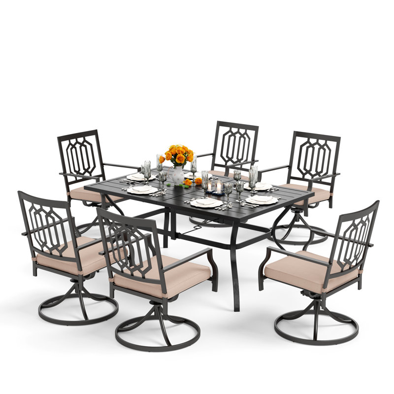 6 - Person Patio Dining Set with Rectangular Table , Cushions Included
