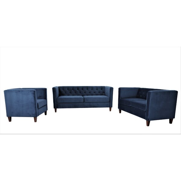 Everly Quinn 3 - Piece Velvet Living Room Set | Wayfair