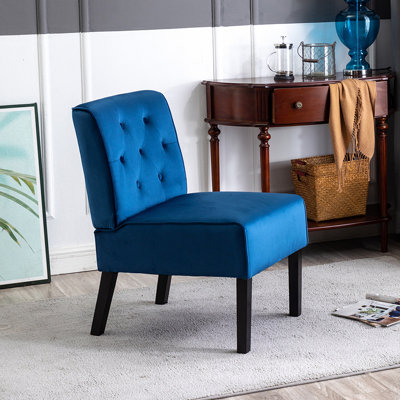 53"  2Piece Living Room Armless Button Tufted Pattern Accent Chair With Velvet Fabric And Premium High Density Foam Cushion