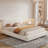  Platform Bed with  Fabric,  Fabric Upholstered Platform Bed with Curve-Shaped Design Headboard, Easy Assembly-1824772040-1831270175