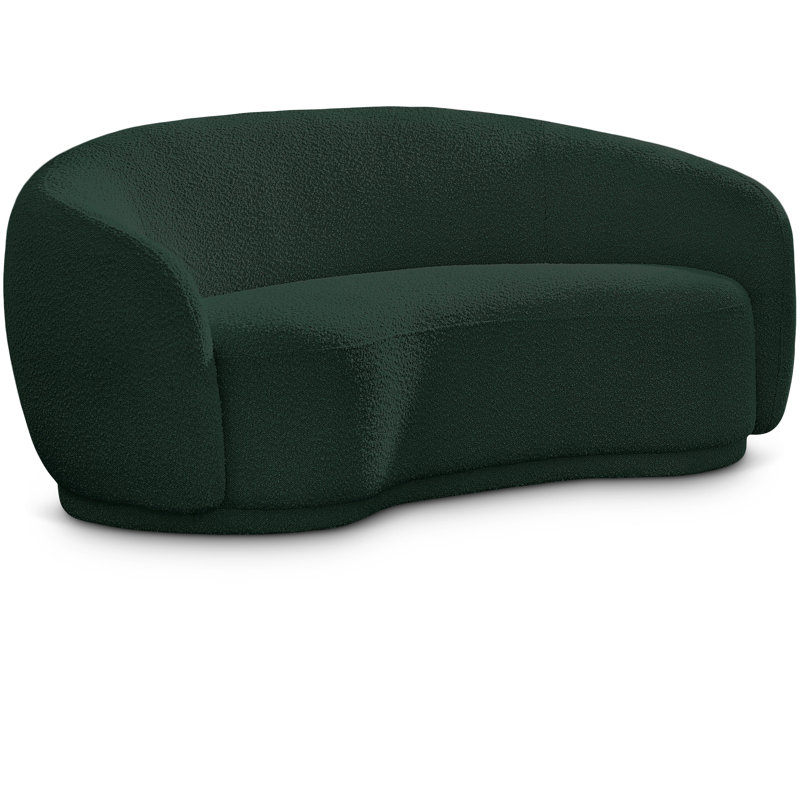 Canapé Chesterfield Hyde, Tissu bouclé vert, H 27,5 po x l 64 po x P 38 po