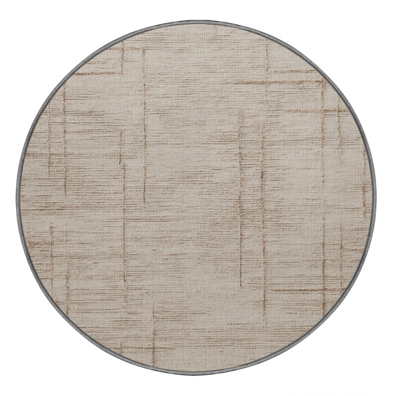 Machine Washable Abstract Gray Area Rug, Round 8'