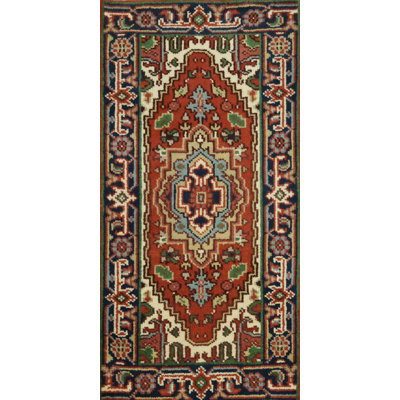 Hand Knotted Medallion Orange Foyer Rug 2x4 Ft Traditional Oriental Wool Carpet