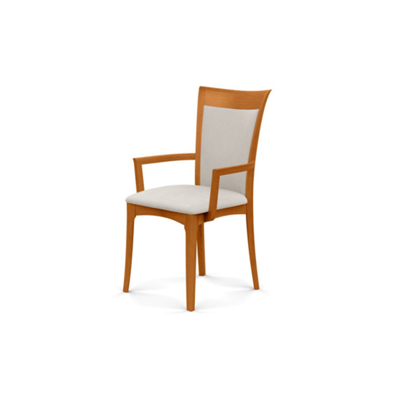 Morgan Upholstered Arm Chair, Natural Cherry, Microseude Onyx