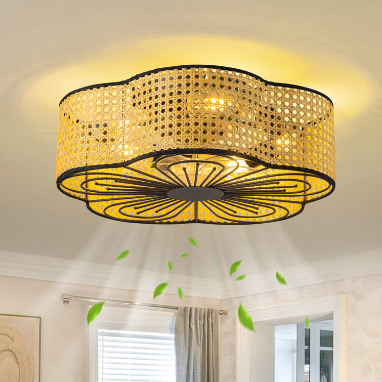 20" Boho Ceiling Fan With Light Kit And Remote Control