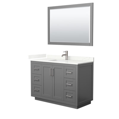 Ensemble de meuble-lavabo simple autoportant 48 po avec plateau en quartz Miranda