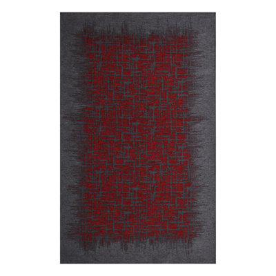 Tapis gris / rouge en chenille / coton tissé à la machine Canarsie