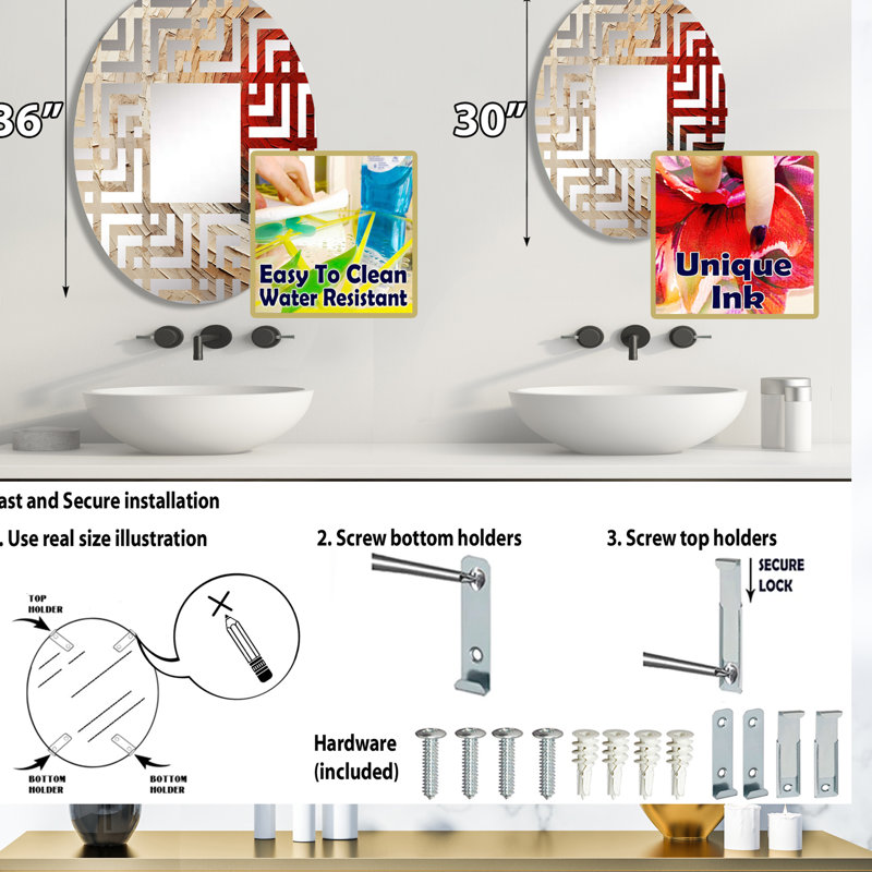 Miroir décoratif beige et rouge en spirale Poteries I - Maze MIR106150 O, L 24 po x H 36 po