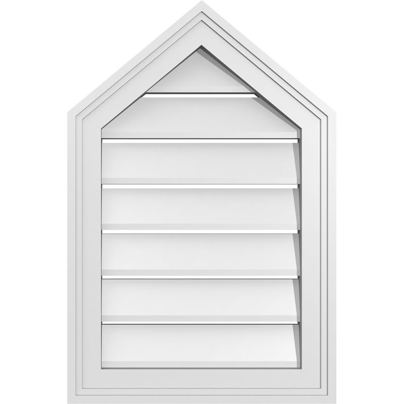 Peaked Top Surface Mount Signature Urethane Functional Gable Vent 10/12 Pitch, Primed Tan, 24" H x 16" W x 1.5" D