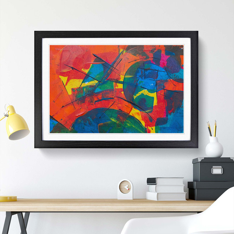 Abstract Art Painting Vol.431 by S.Johnson - Framed Print, 36cm H x 48cm W x 2cm D, Black Framed