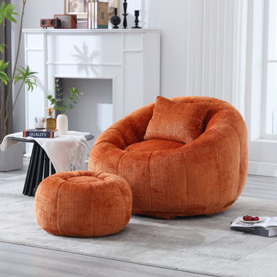 Fauteuil d'appoint en tonneau de compression et repose-pieds de 41,3 po Watban