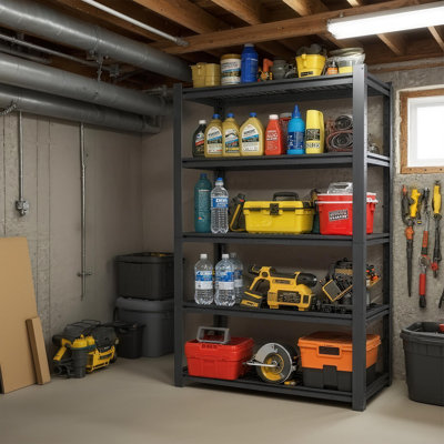 72'' H x 35.4'' W 5‑Tier Heavy‑Duty Metal Storage Shelving Unit, 2000 lbs Capacity Adjustable Steel Garage Shelf Rack for Garage, Basement, Warehouse & Utility Room, Black