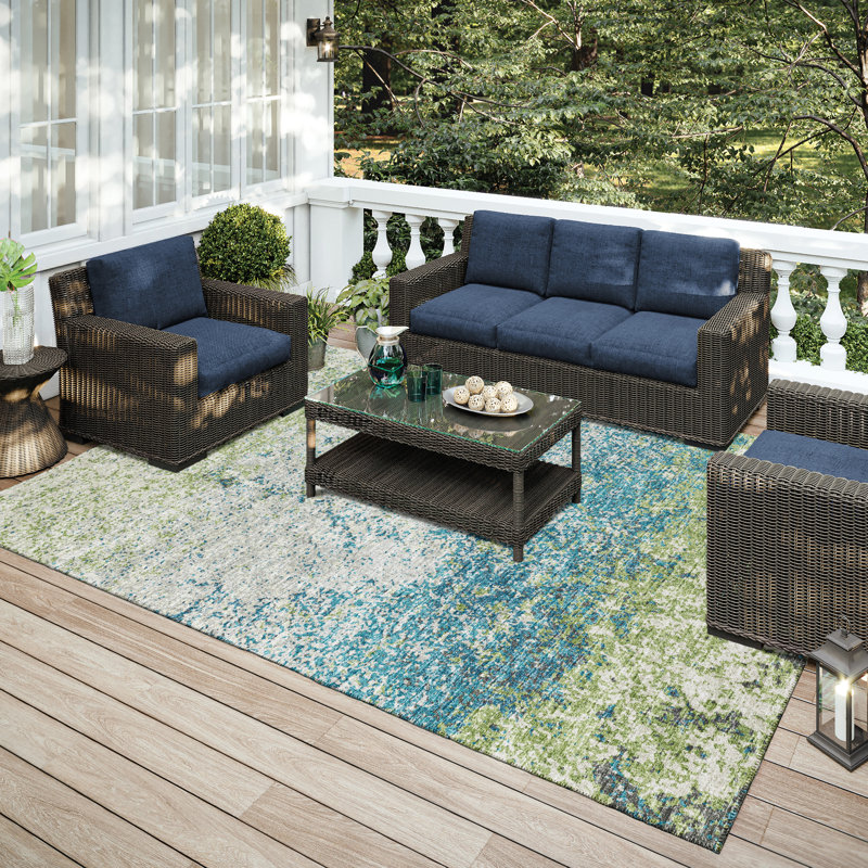 Zamar Chenille Southwestern Indoor / Outdoor Rug, Rectangle 10' x 14'