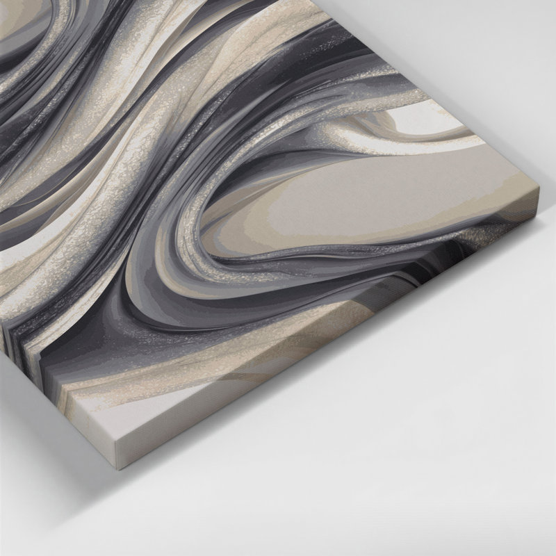 Abstrait paysage 85, art mural sur toile grise, H 14 po x l 11 po
