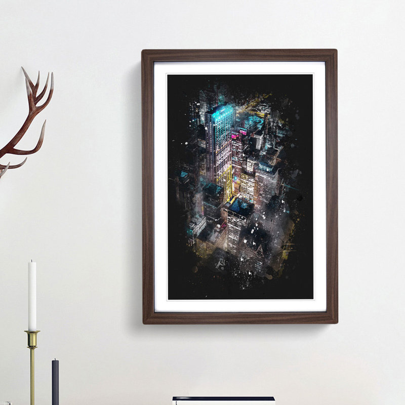 Lights of Chicago City - Picture Frame Graphic Art Print, 63cm H x 45cm W x 2cm D, Walnut Framed
