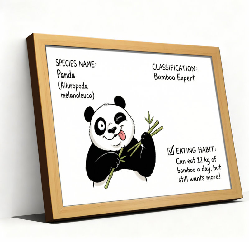 Ensemble de 1 tableau sur toile tendue Panda Bamboo Expert Cartoon Animal