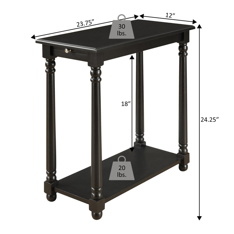 Mayall 24.25" Tall Chairside End Table with Pull-Out Shelf, Espresso