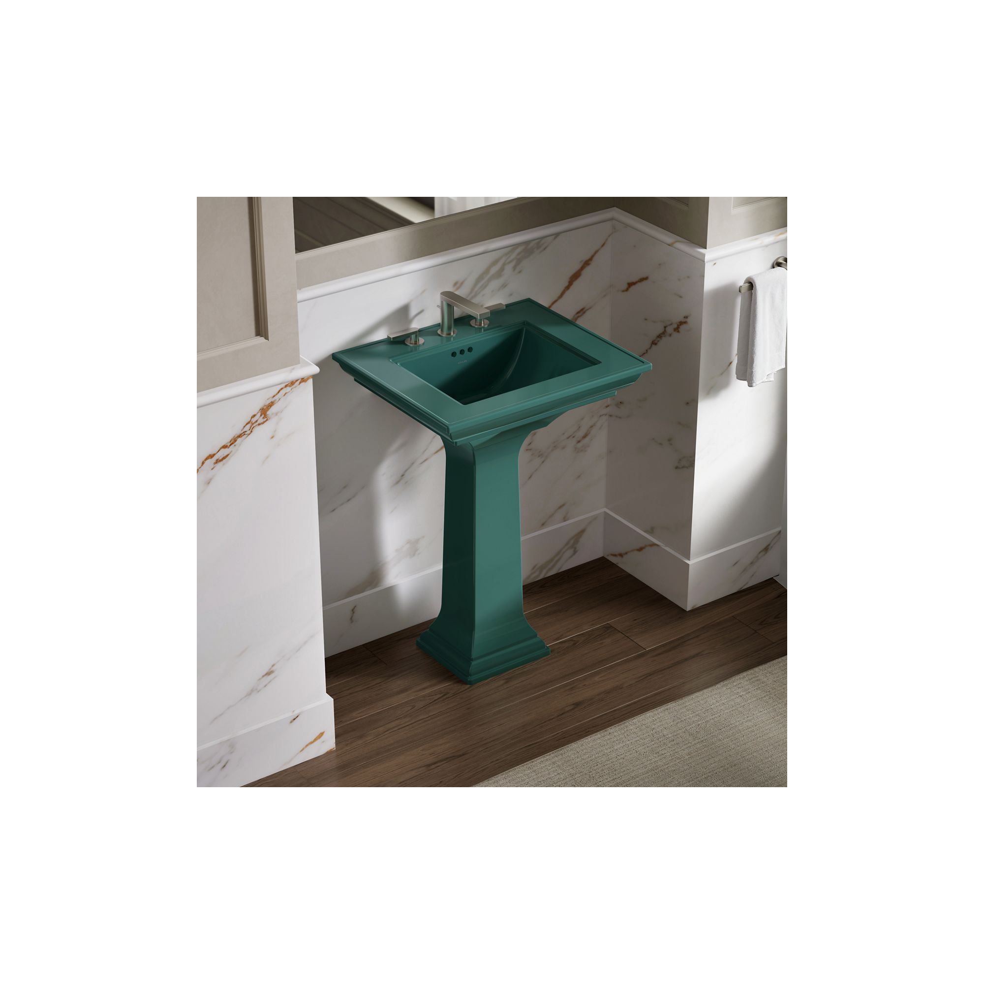 Memoirs Stately Pedestal Bathroom Sink with Faucet Holes, Teal, 8" Centers, 34.75" H x 20.5" W x 24.5" L