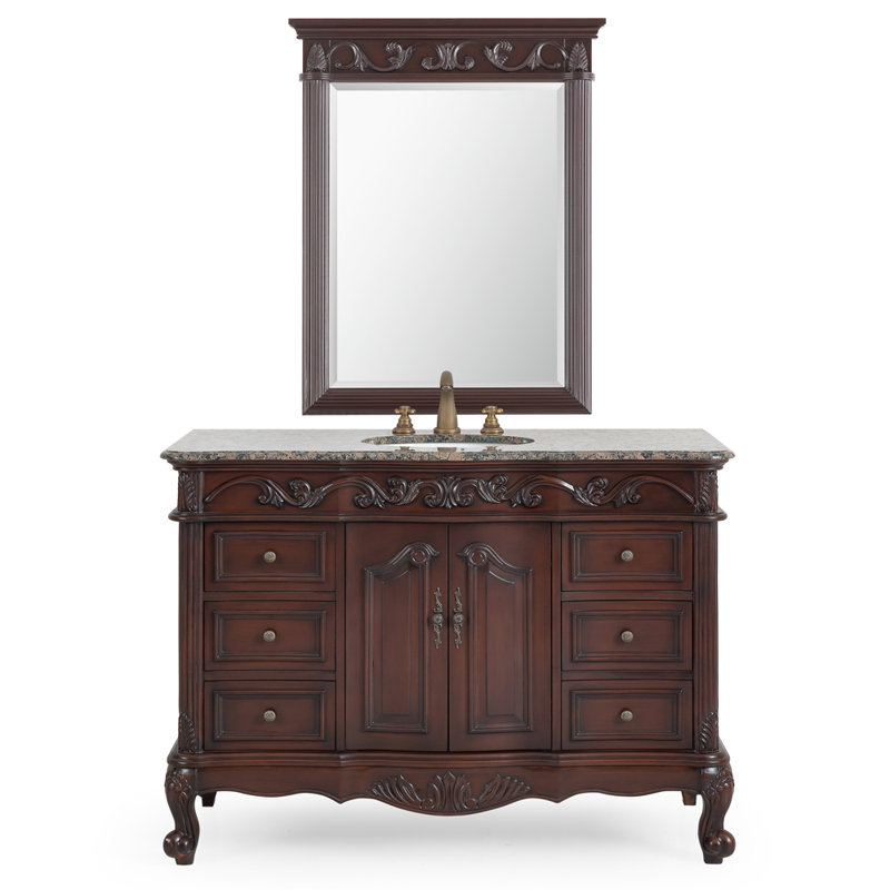 48 inch Traditional Style Cherry Brown Single Sink Baltic Brown Countertop Beckham Bathroom Vanity
