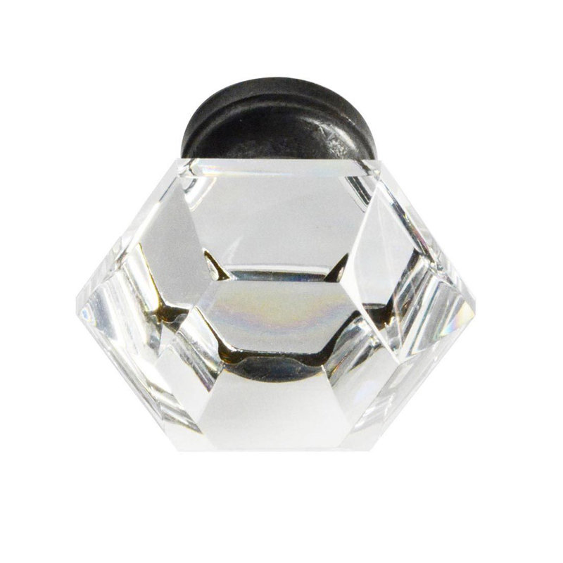 Poignée géométrique 1 1/4 po Elegance, Transparent / bronze huilé