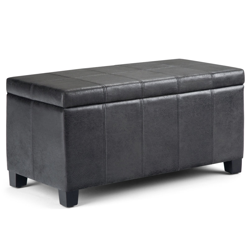 Repose-pieds rectangulaire avec rangement relevable Dover, Noir patiné